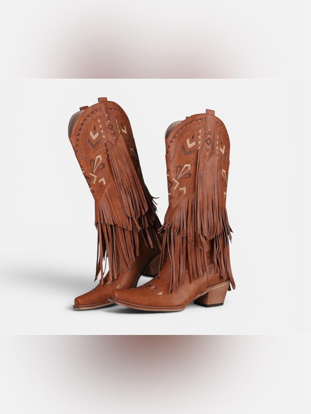 Western Fringed Cowboy Boots - Brown - Women's Size 9